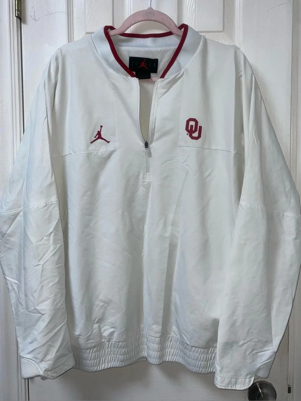 Jordan Brand Oklahoma Sooners Coach Half-Zip Jacket Men's White XL